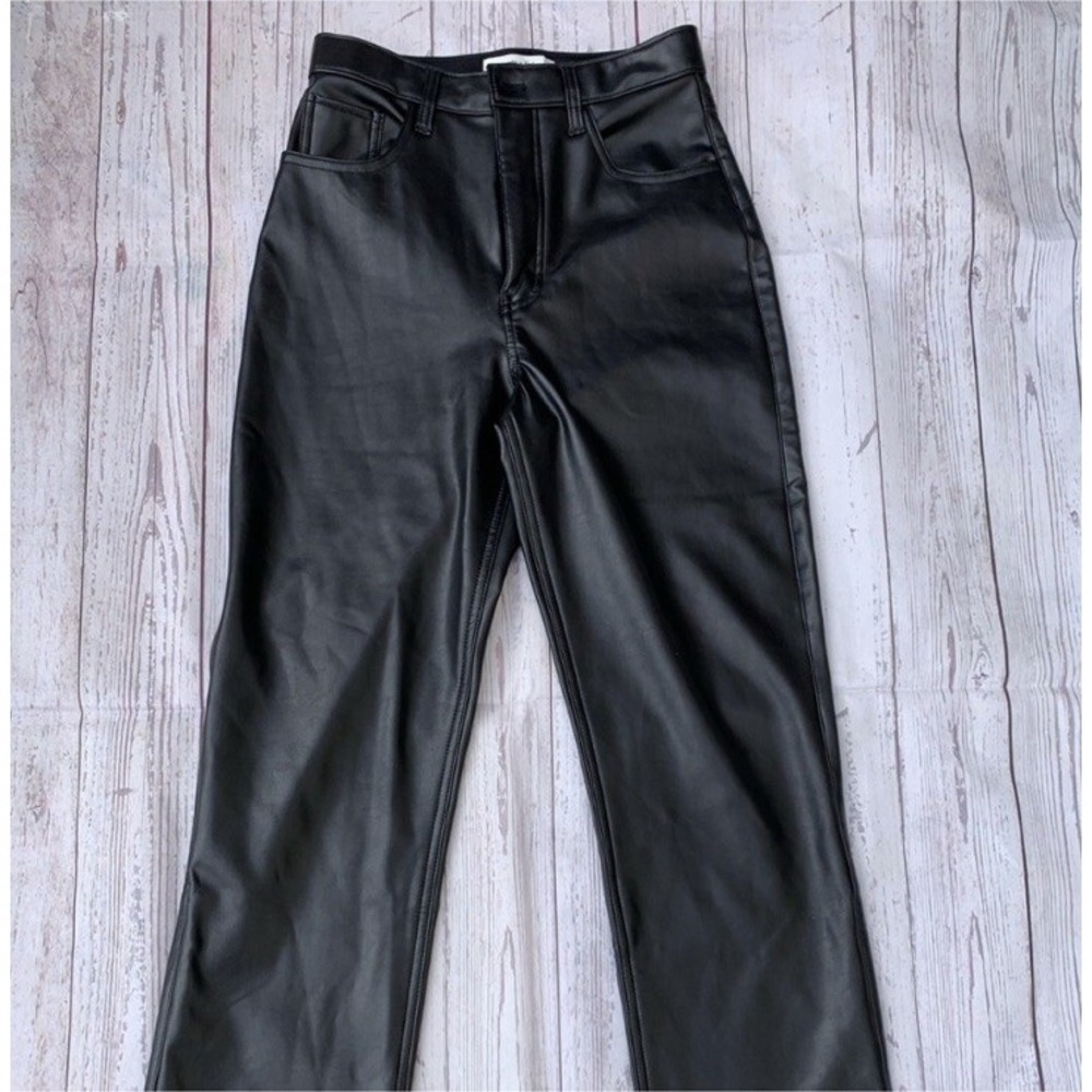Abercrombie & Fitch Women's Sz 27/4 High Rise Straight Black Vegan Leather Pants